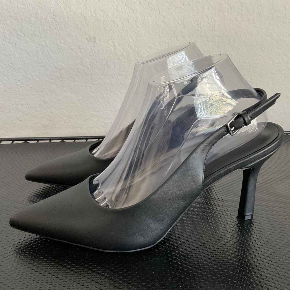 Nordstrom Rack Priscilla Black Slingback Pointed Toe Heels Womens 8.5M